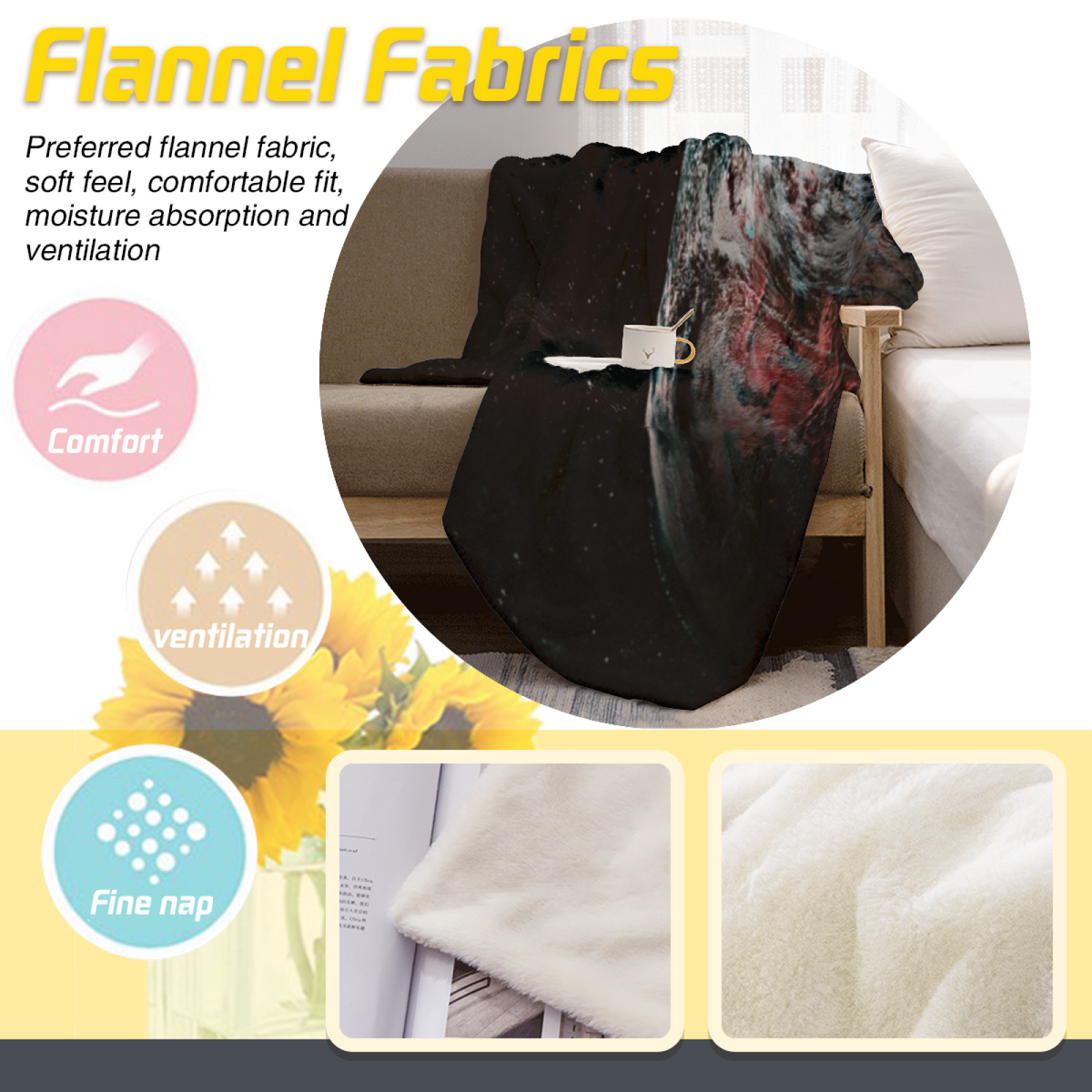 Breezy Breeze Soft Neutral Art Decorative Flannel Blanket