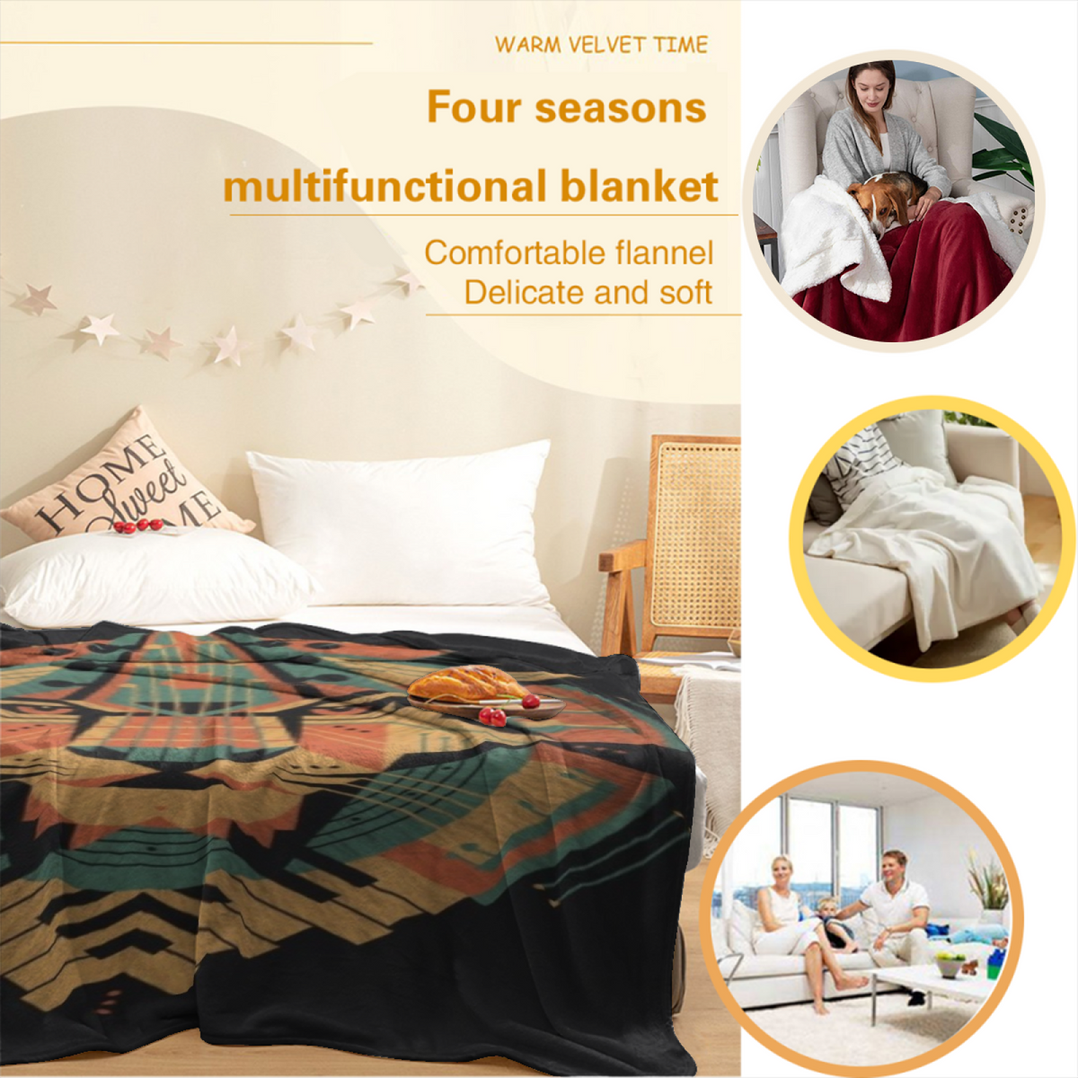 Desert Ripple Inspired Flannel Sofa Throw ¨C Earthy Neutral Palette