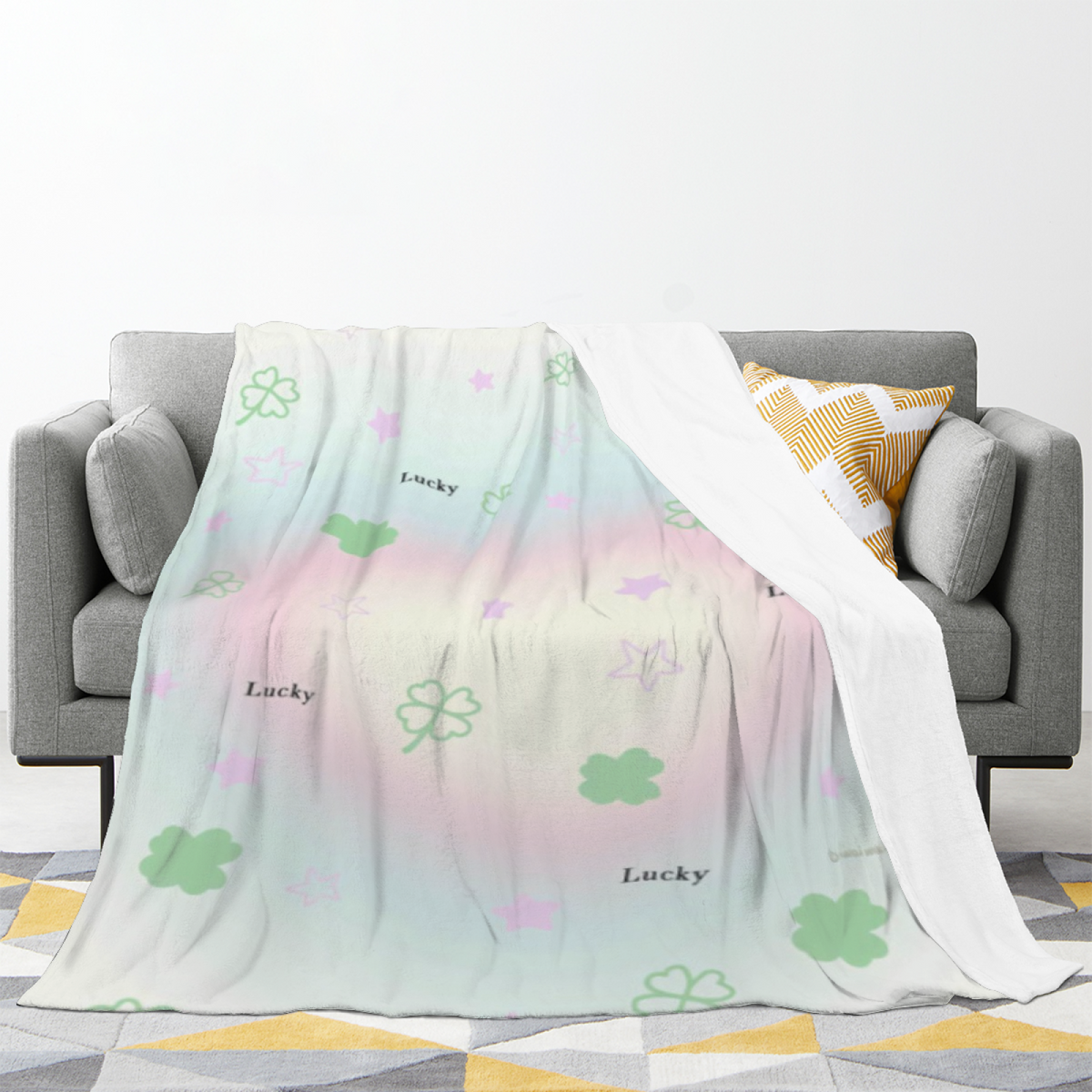 Creamy Ivory Whimsical Decor Plush Flannel Throw ¨C Hazy Mirage Edition