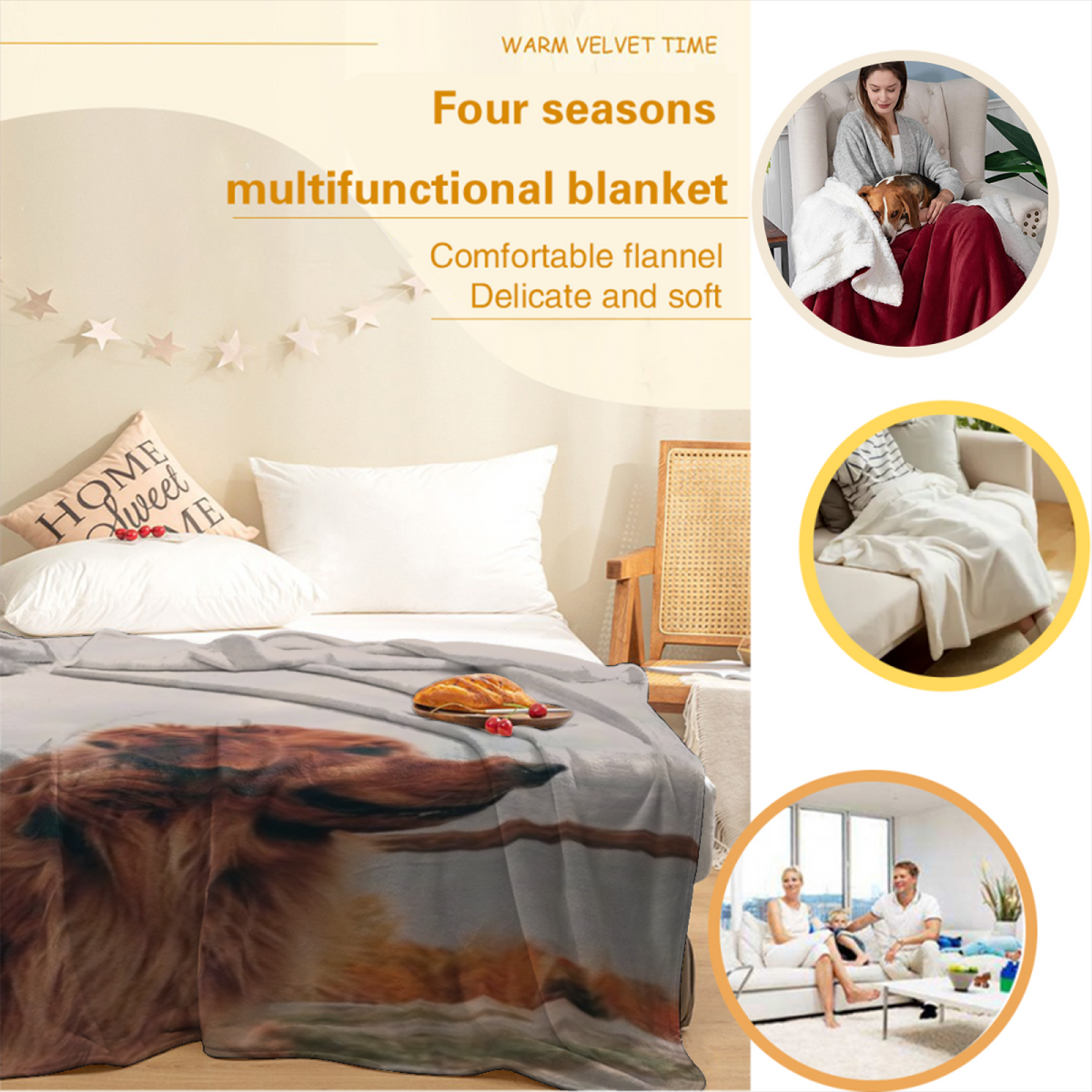 Pastel Multicolor Whimsical Decor All-Season Flannel Blanket ¨C Electric Lantern Edition