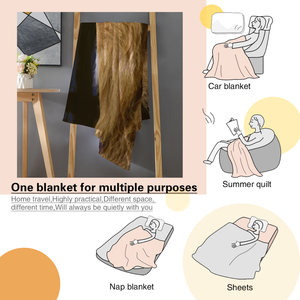 Earthy Multicolor Golden Glow Plush Flannel Throw