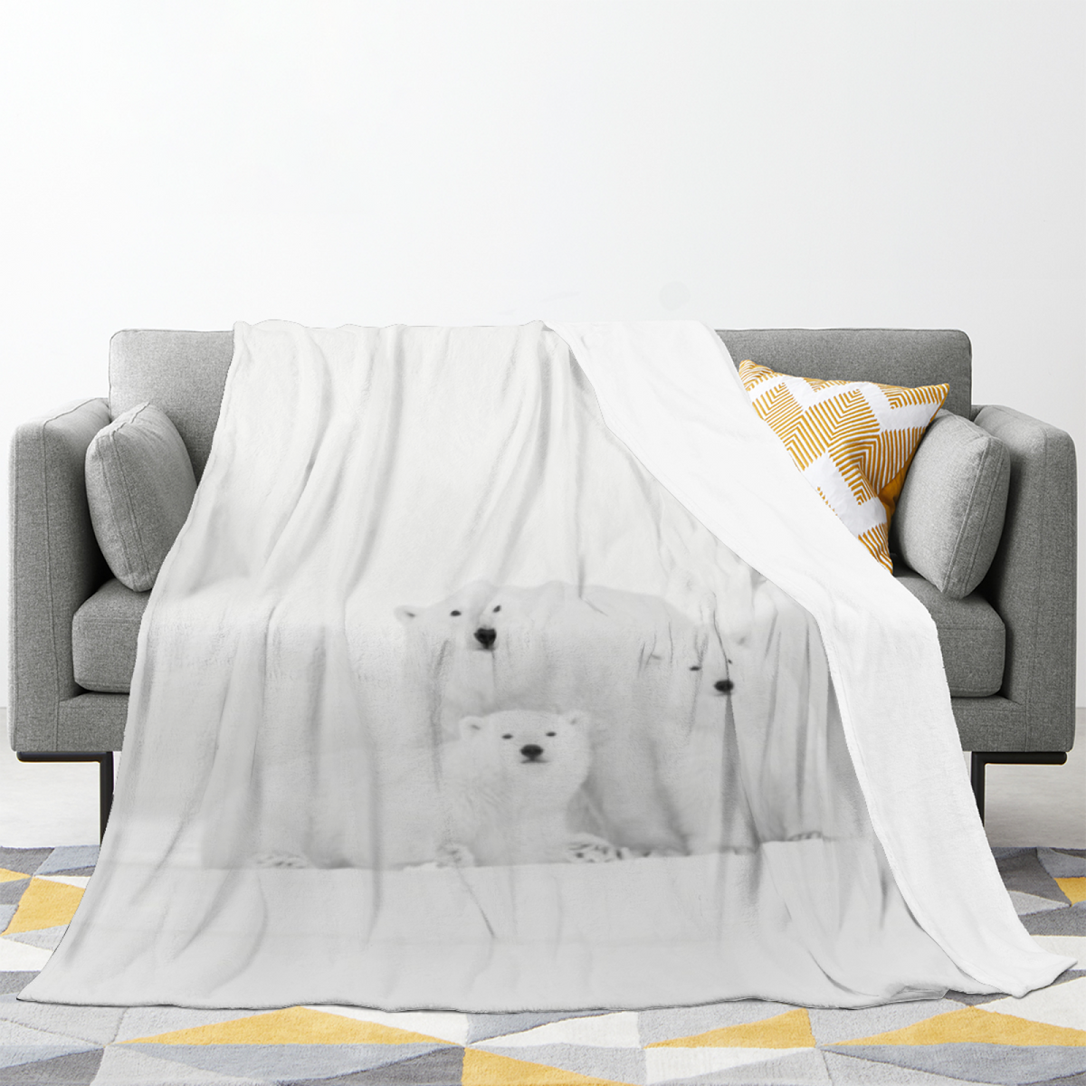 Contemporary Ivory Pebble Tapestry Cozy Flannel Bed Blanket