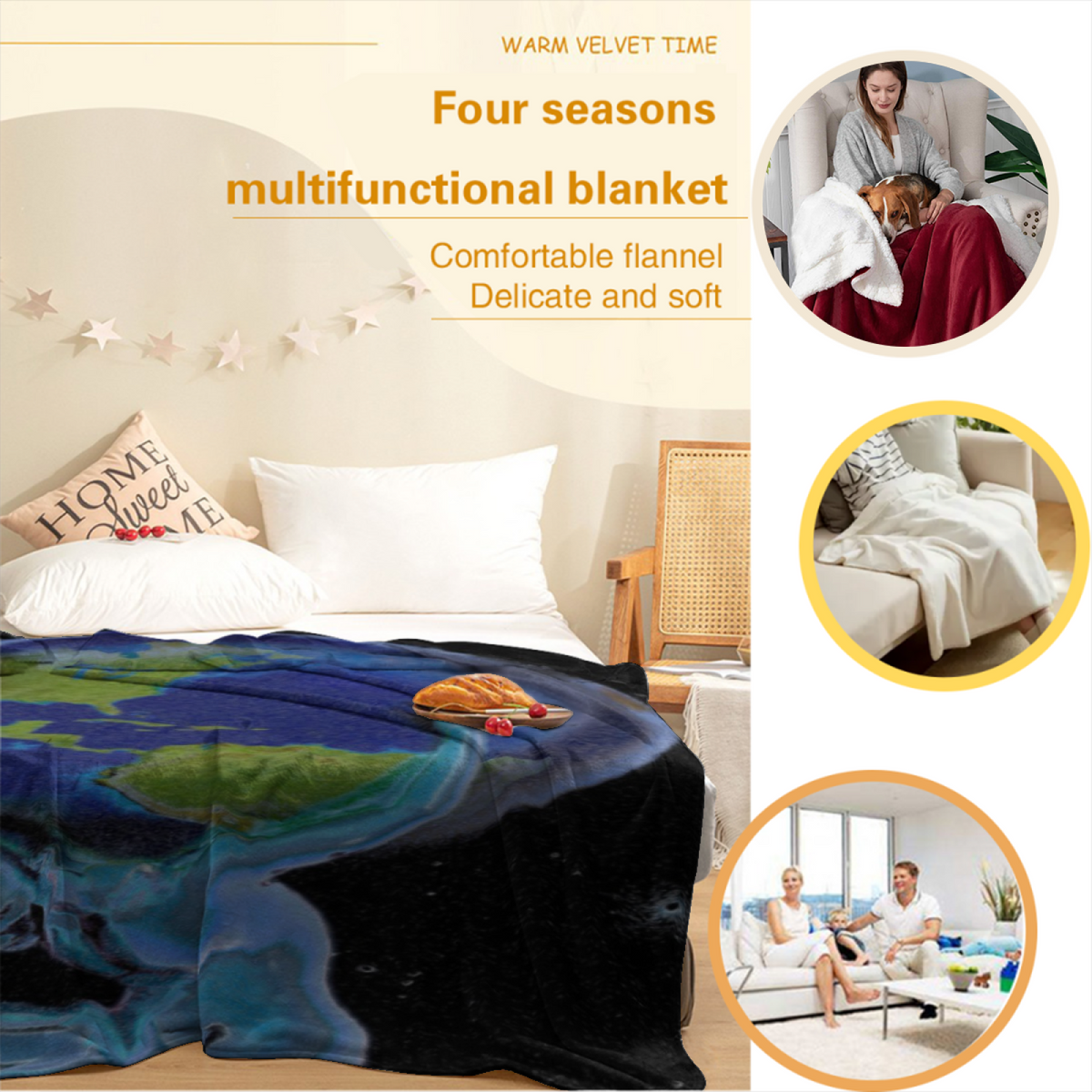 Soft Neutral Gilded Treasure Soft Flannel Blanket ¨C Contemporary Pattern