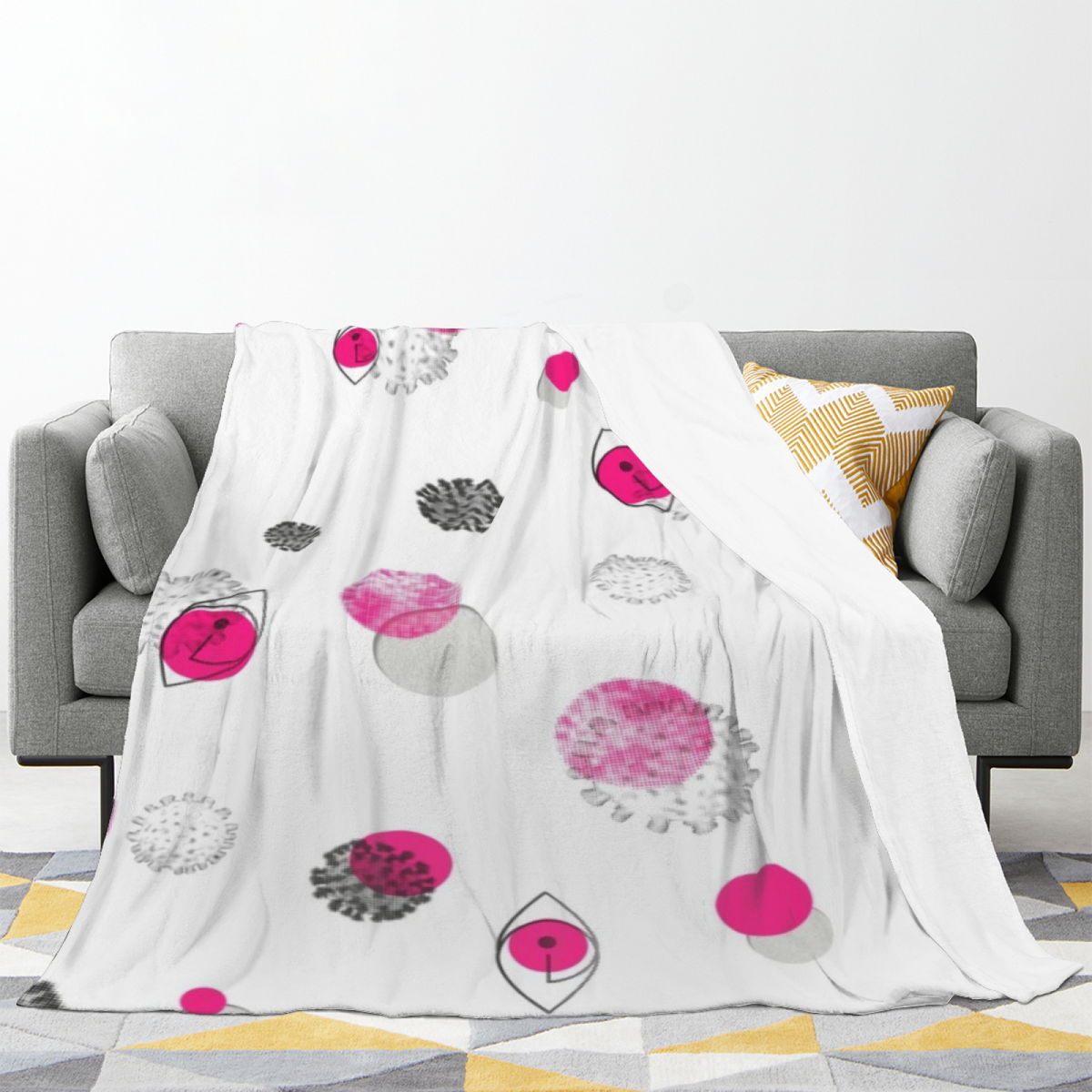 Cosmic Carnival Pastel Multicolor Modern Art Flannel Throw Blanket