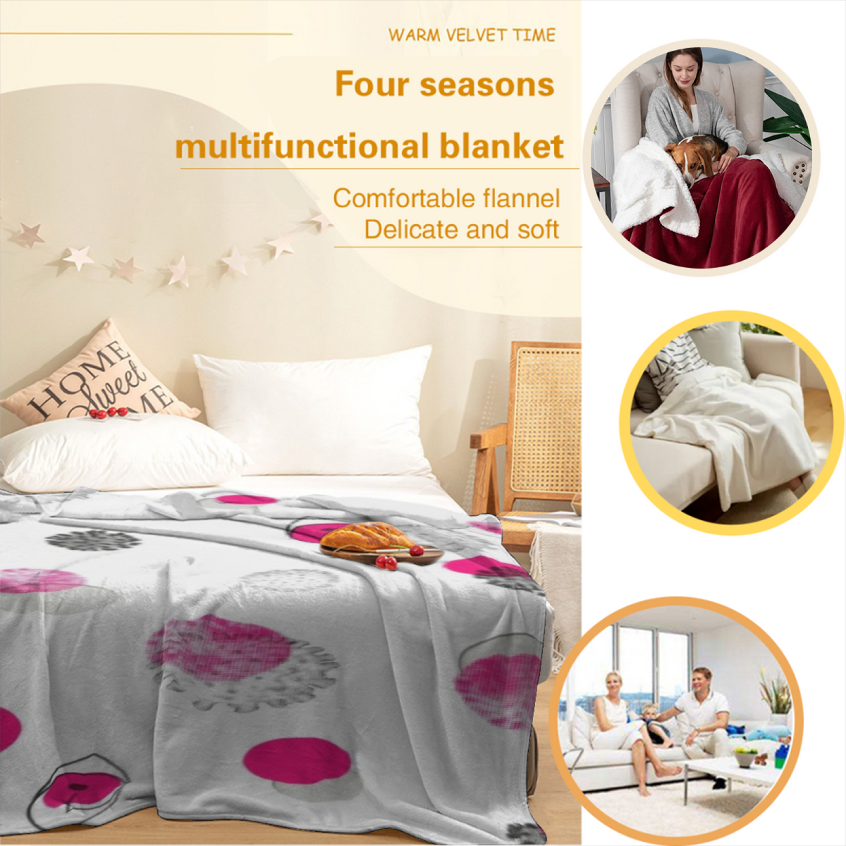 Cosmic Carnival Pastel Multicolor Modern Art Flannel Throw Blanket
