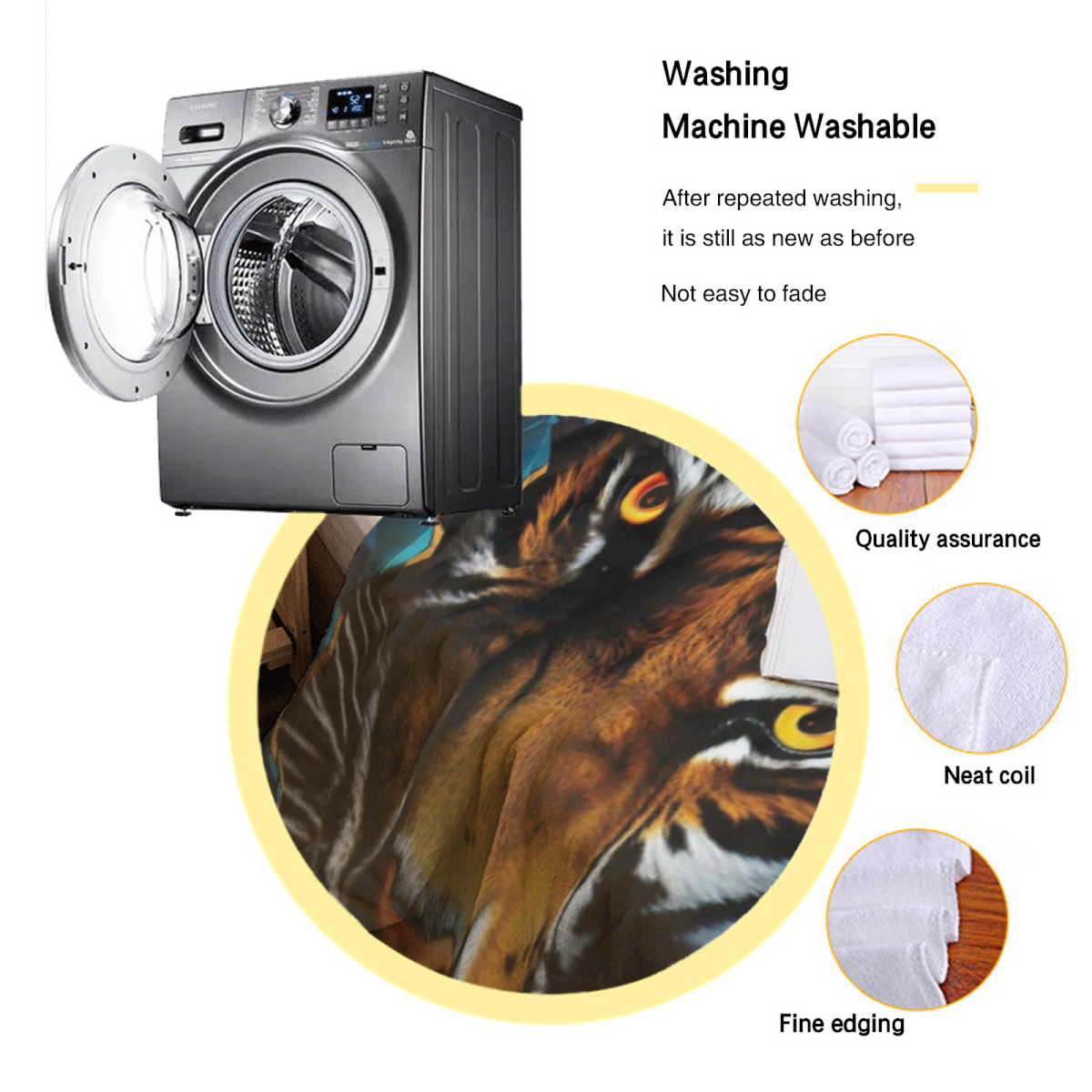 Electric Tiger Portrait Plush Flannel Throw