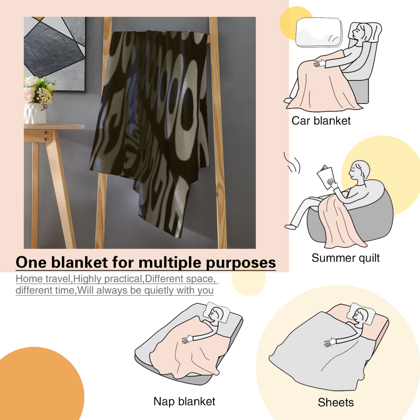 Abstract Artistic Throw Blanket ¨C Modern Colorful Printed Cozy Home Blanket