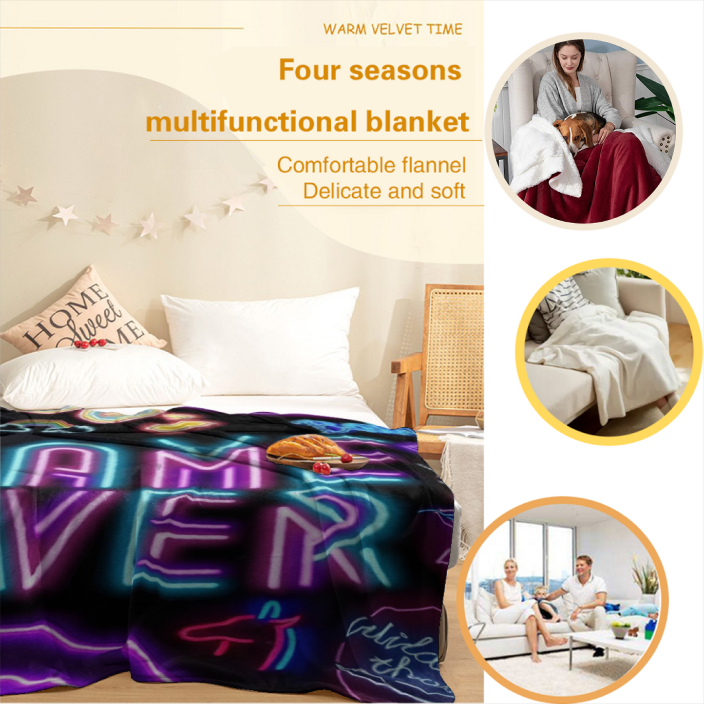 Contemporary Colorful Throw Blanket ¨C Abstract Printed Decorative Home Blanket