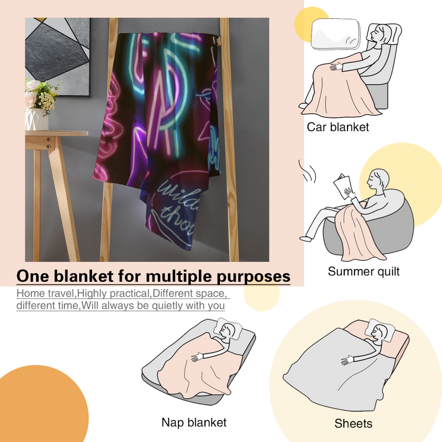 Contemporary Colorful Throw Blanket ¨C Abstract Printed Decorative Home Blanket