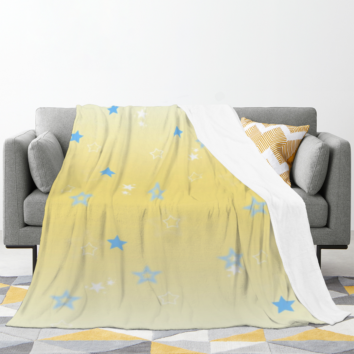 Coastal Nectar Expressive Print Flannel Sofa Throw in Pastel Multicolor