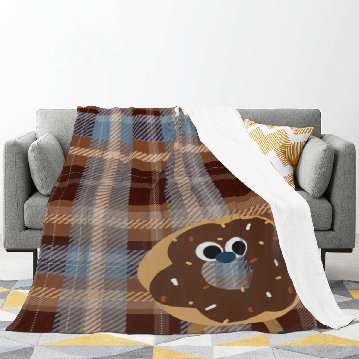 Moonlit Kaleidoscope Earthy Multicolor Bohemian Plush Flannel Throw