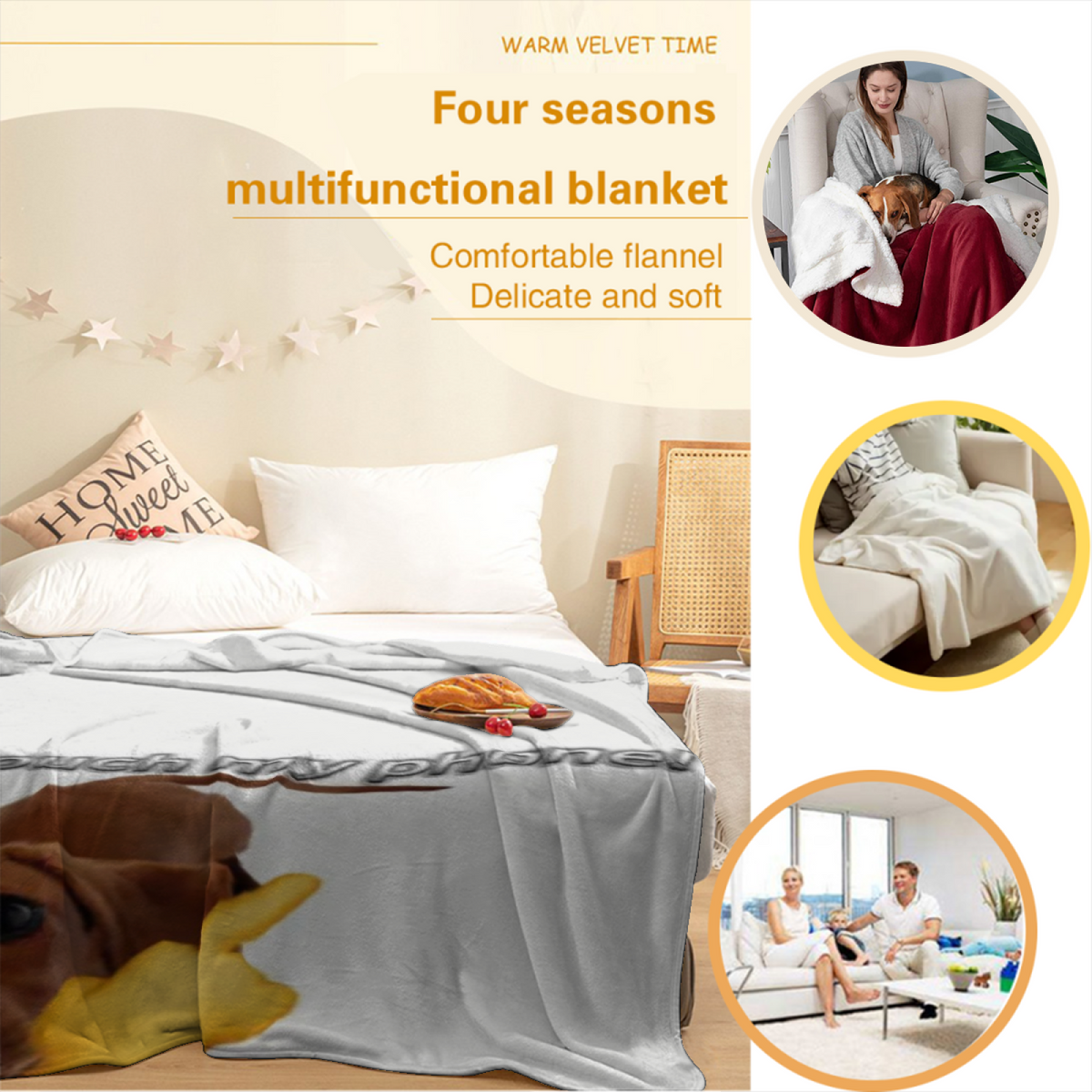 Earthy Neutral Copper Horizon Soft Flannel Blanket ¨C Contemporary Pattern