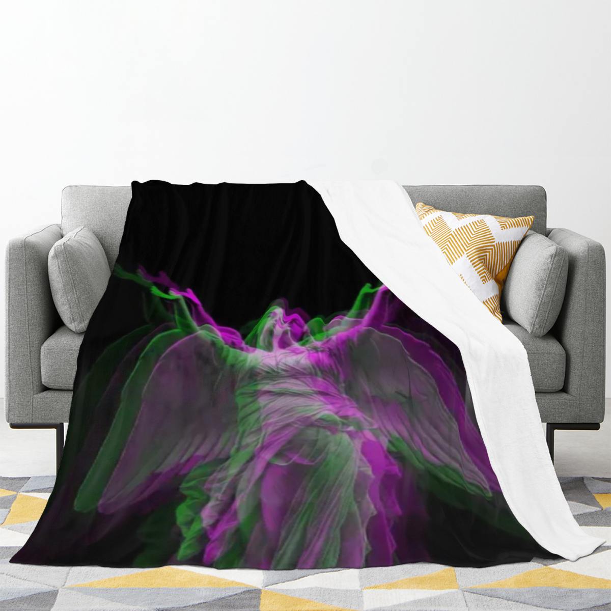 Watercolor Prism Home Accent Soft Flannel Blanket ¨C Warm Coral