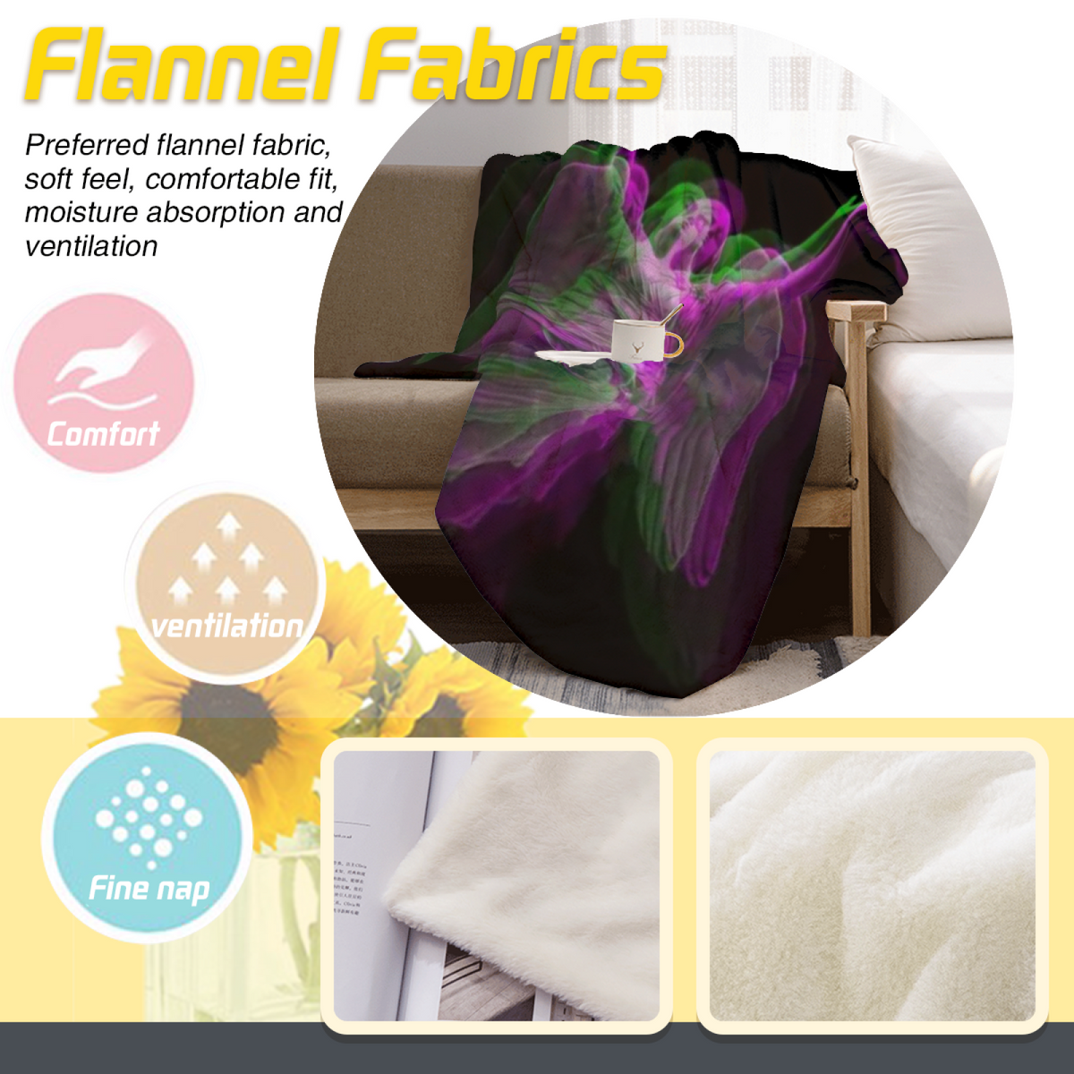 Watercolor Prism Home Accent Soft Flannel Blanket ¨C Warm Coral