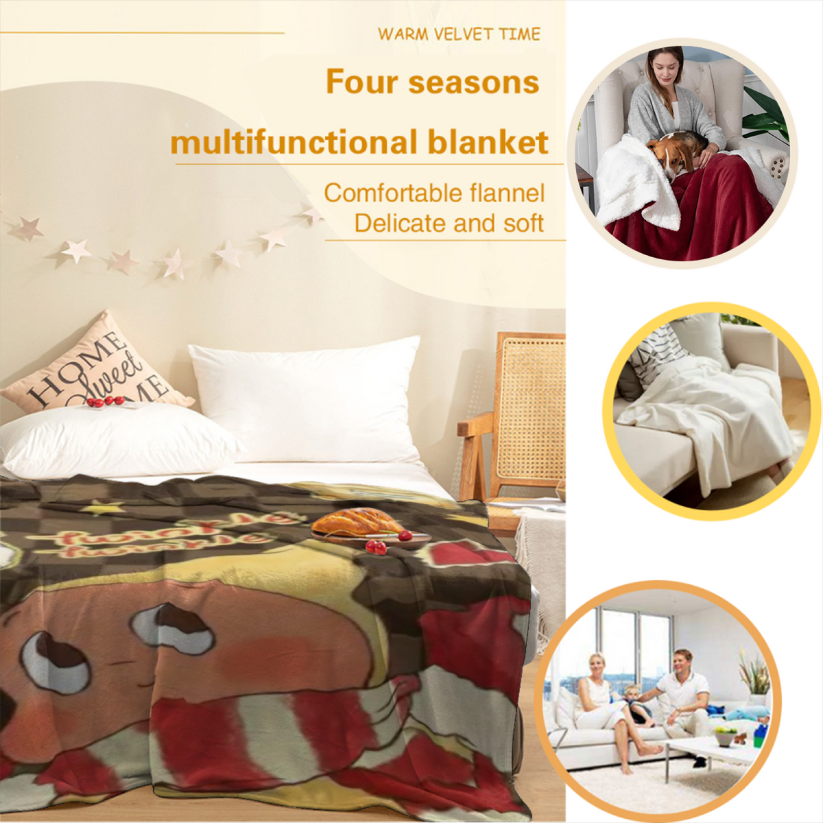 Soft Minimalist Plush Flannel Throw ¨C Festival Mosaic Collection