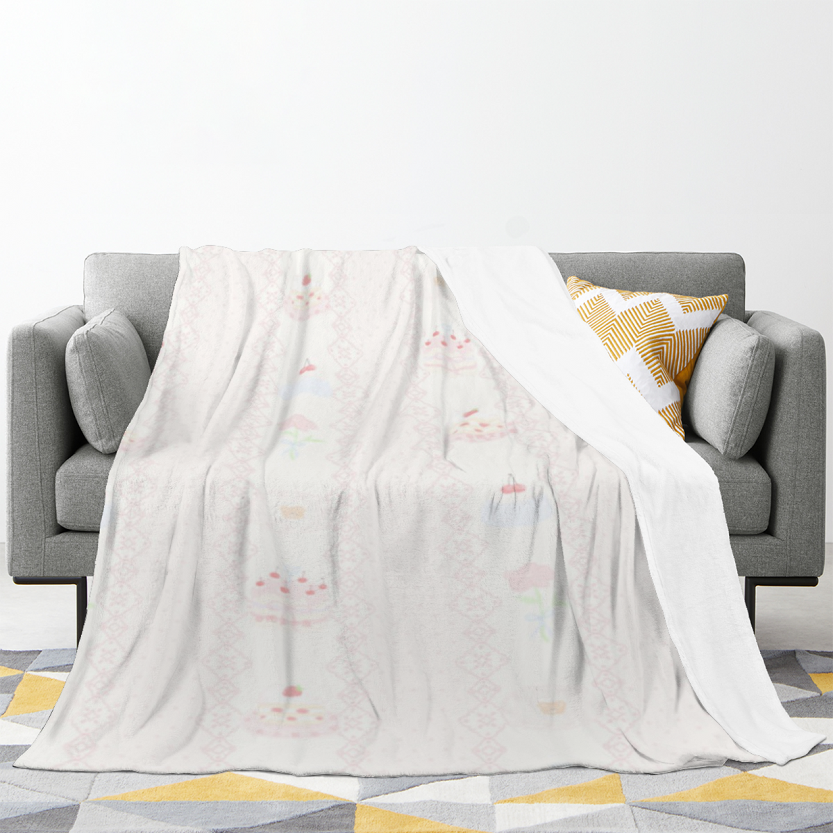 Creamy Ivory Lagoon Hearth Lightweight Flannel Throw ¨C Contemporary Pattern