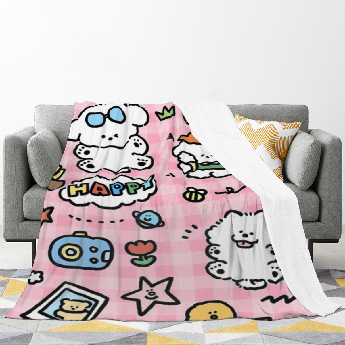 Soft Neutral Pebble Odyssey Cozy Flannel Bed Blanket