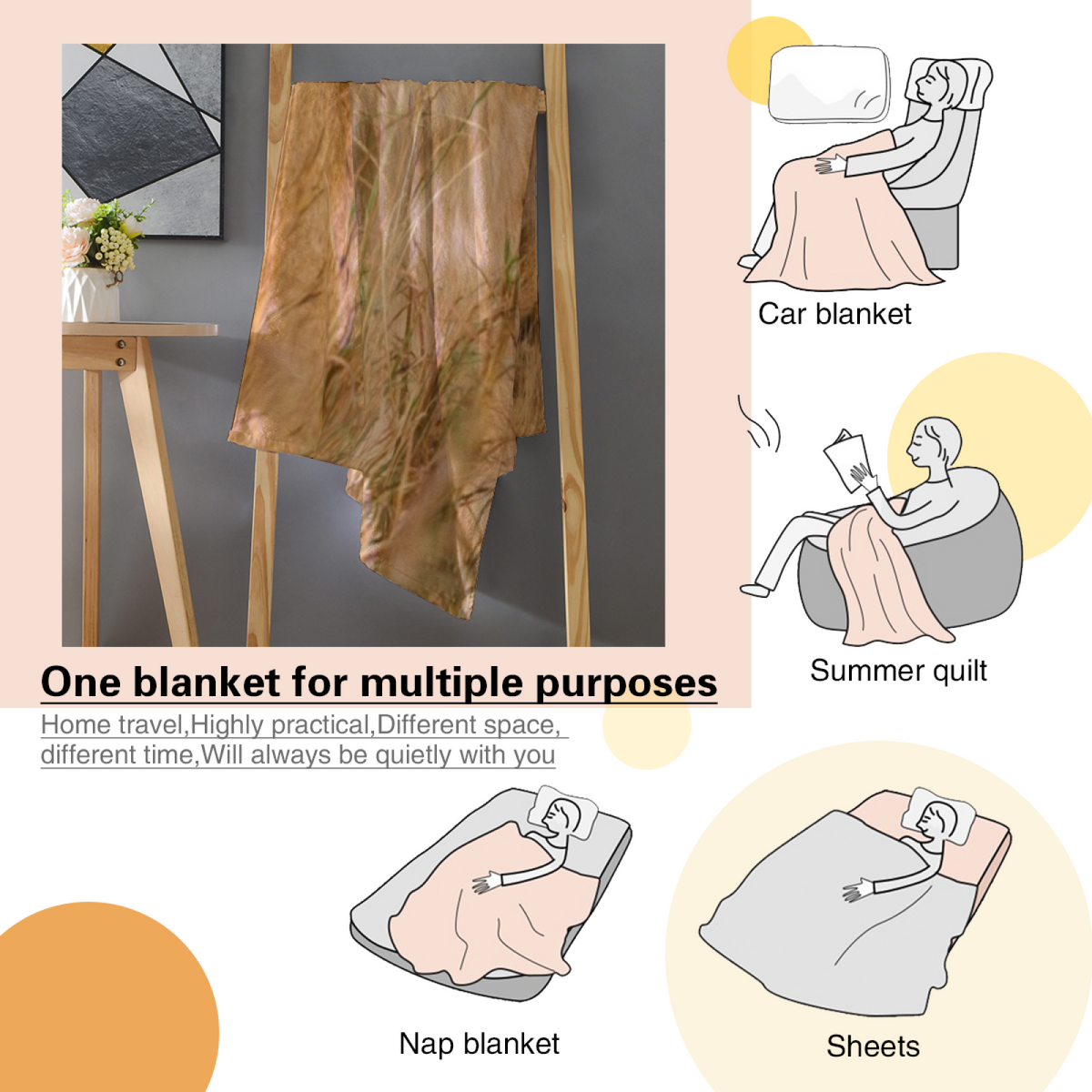 Meadow Garden Earthy Multicolor Expressive Plush Flannel Throw