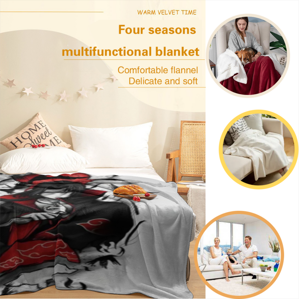 Desert Carnival Pastel Multicolor Modern Art Flannel Throw Blanket