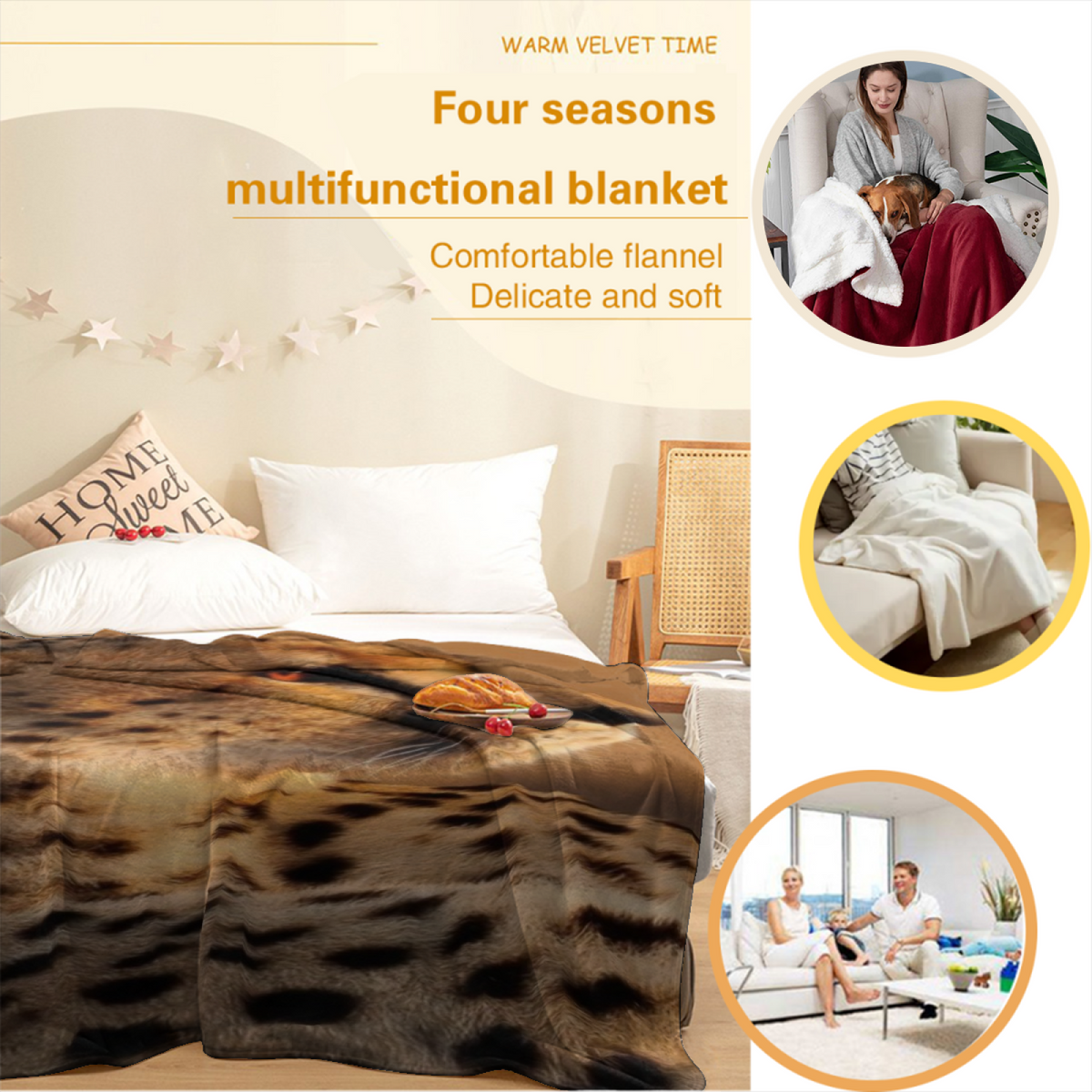 Soft Neutral Willow Trail Soft Flannel Blanket