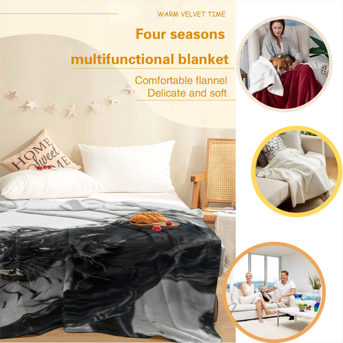 Decorative Soft Neutral Solstice Glow Flannel Throw Blanket