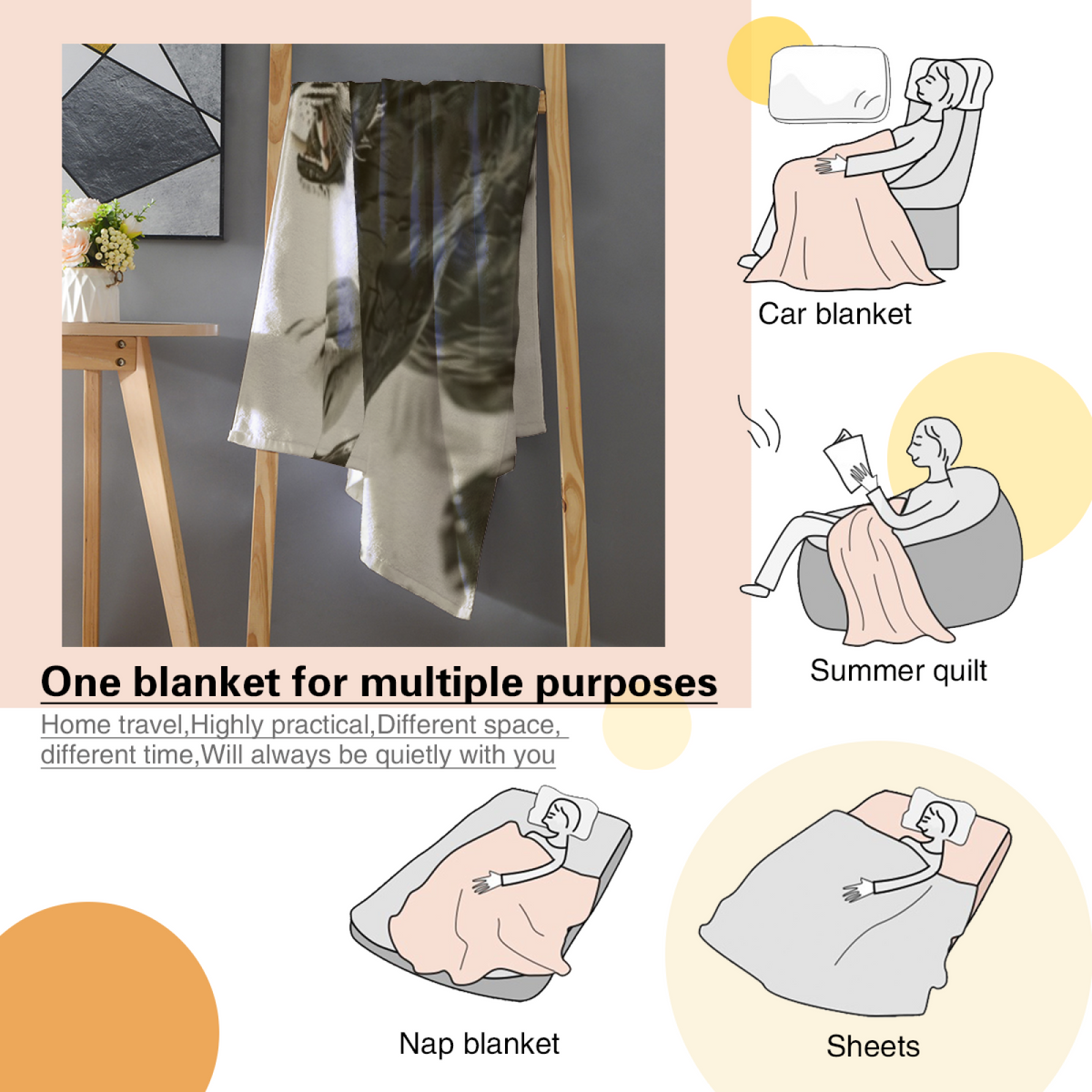 Decorative Soft Neutral Solstice Glow Flannel Throw Blanket