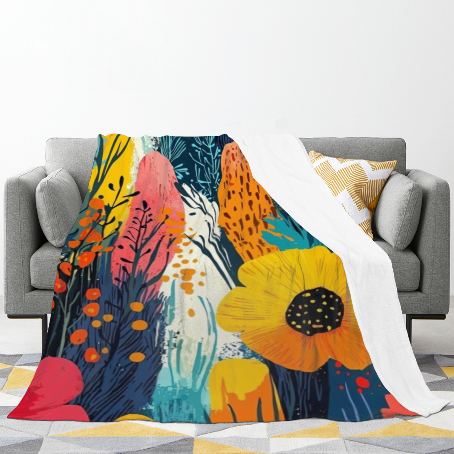 Contemporary Abstract Throw Blanket ¨C Stylish Graphic Printed Cozy Blanket