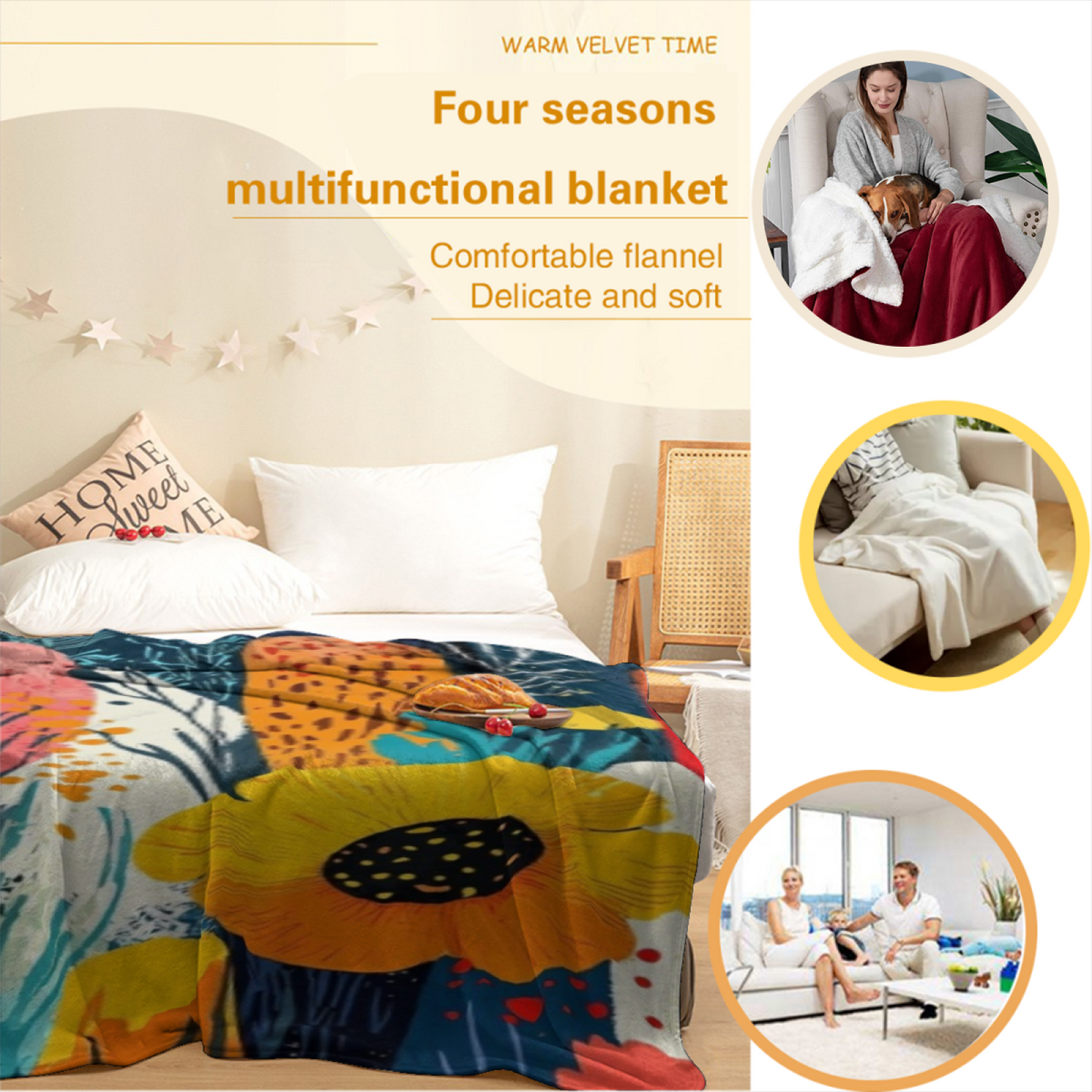 Contemporary Abstract Throw Blanket ¨C Stylish Graphic Printed Cozy Blanket