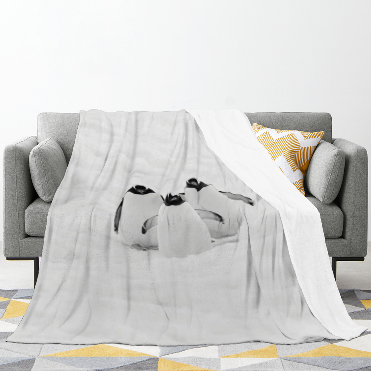 Electric Meadow Expressive Print Flannel Sofa Throw in Dusty Lilac