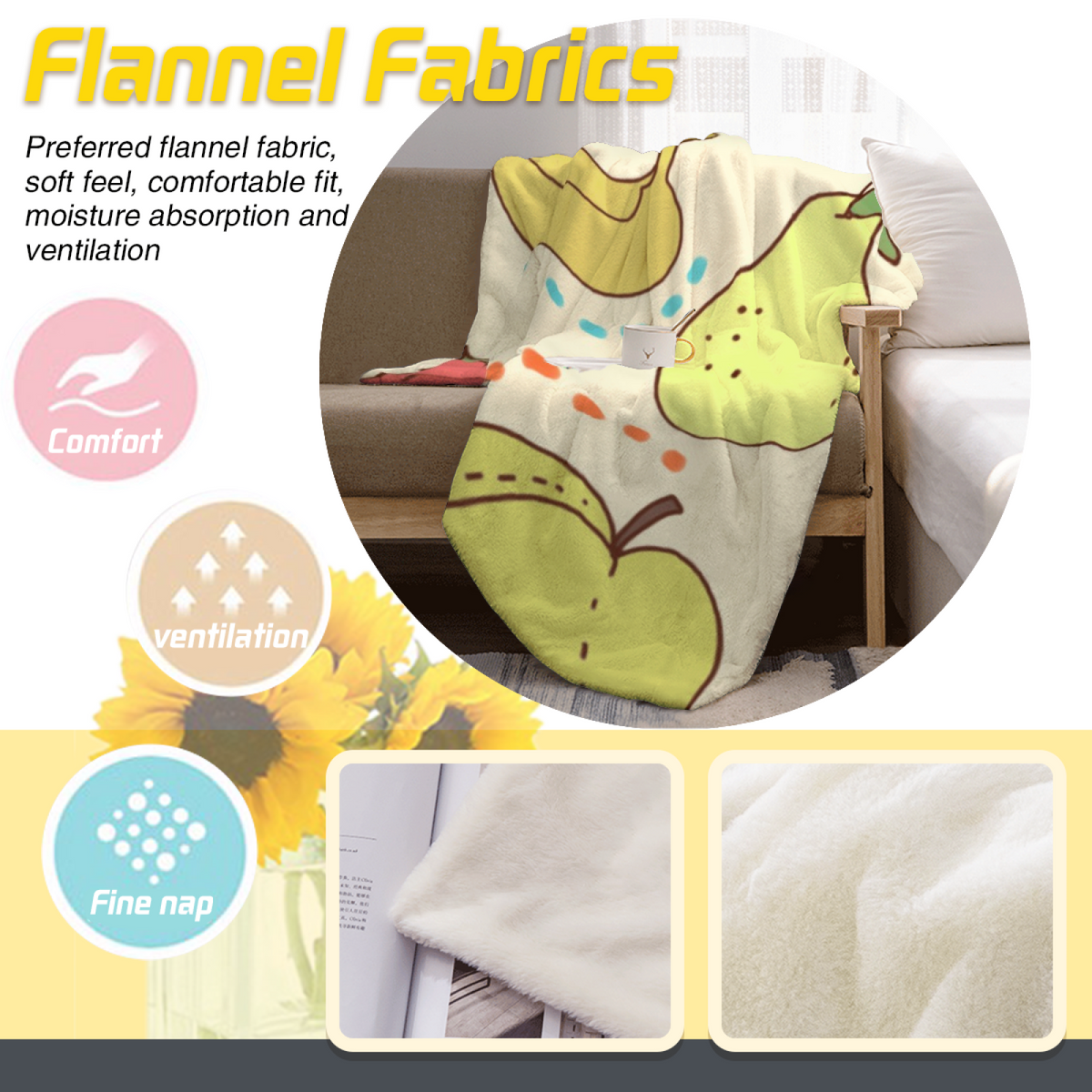 Golden Charm Statement Pattern Cozy Flannel Bed Blanket
