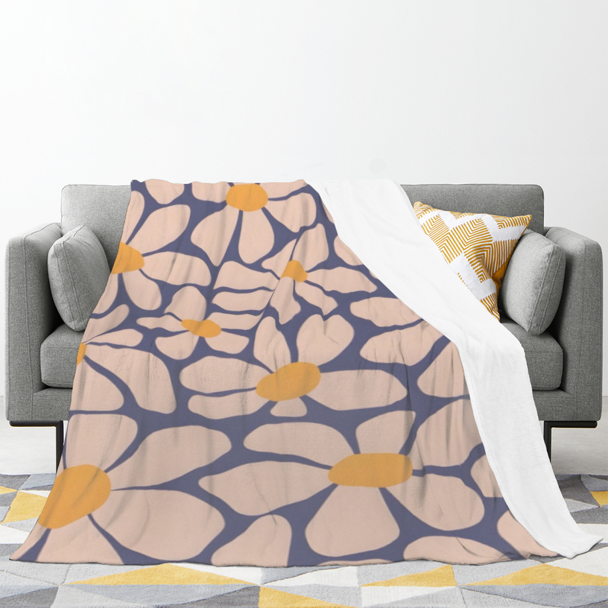 Soft Neutral Fern Muse Cozy Flannel Bed Blanket