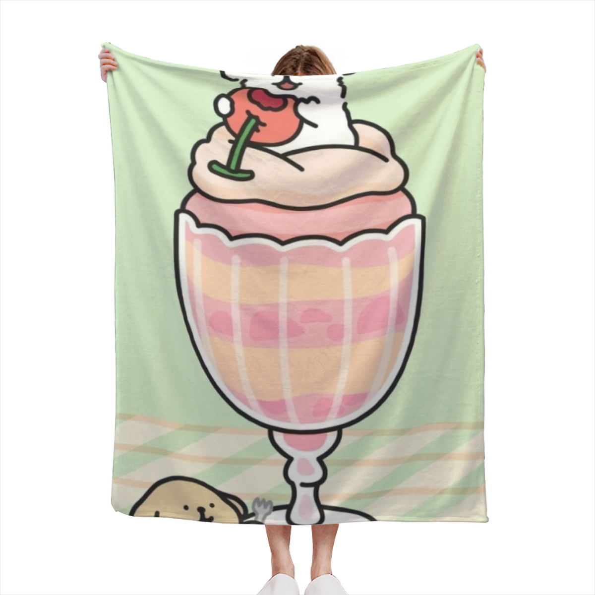Festival Blossom Creamy Ivory Art Flannel Throw Blanket