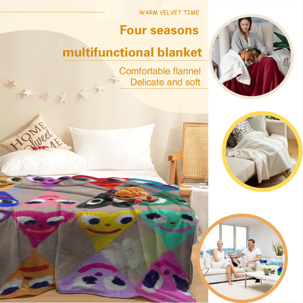 Eclectic Design Alpine Breeze Soft Neutral Cozy Flannel Bed Blanket