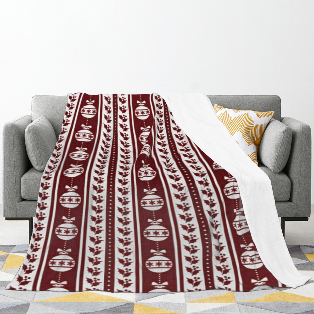 Silver Kaleidoscope Soft Neutral Retro Flannel Throw Blanket