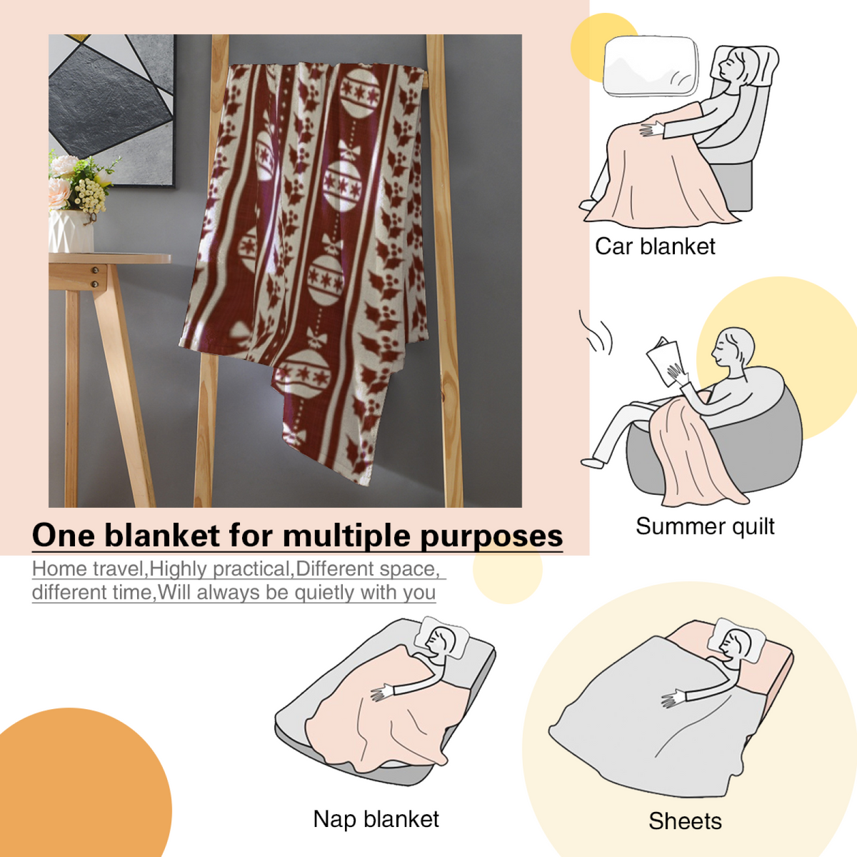 Silver Kaleidoscope Soft Neutral Retro Flannel Throw Blanket