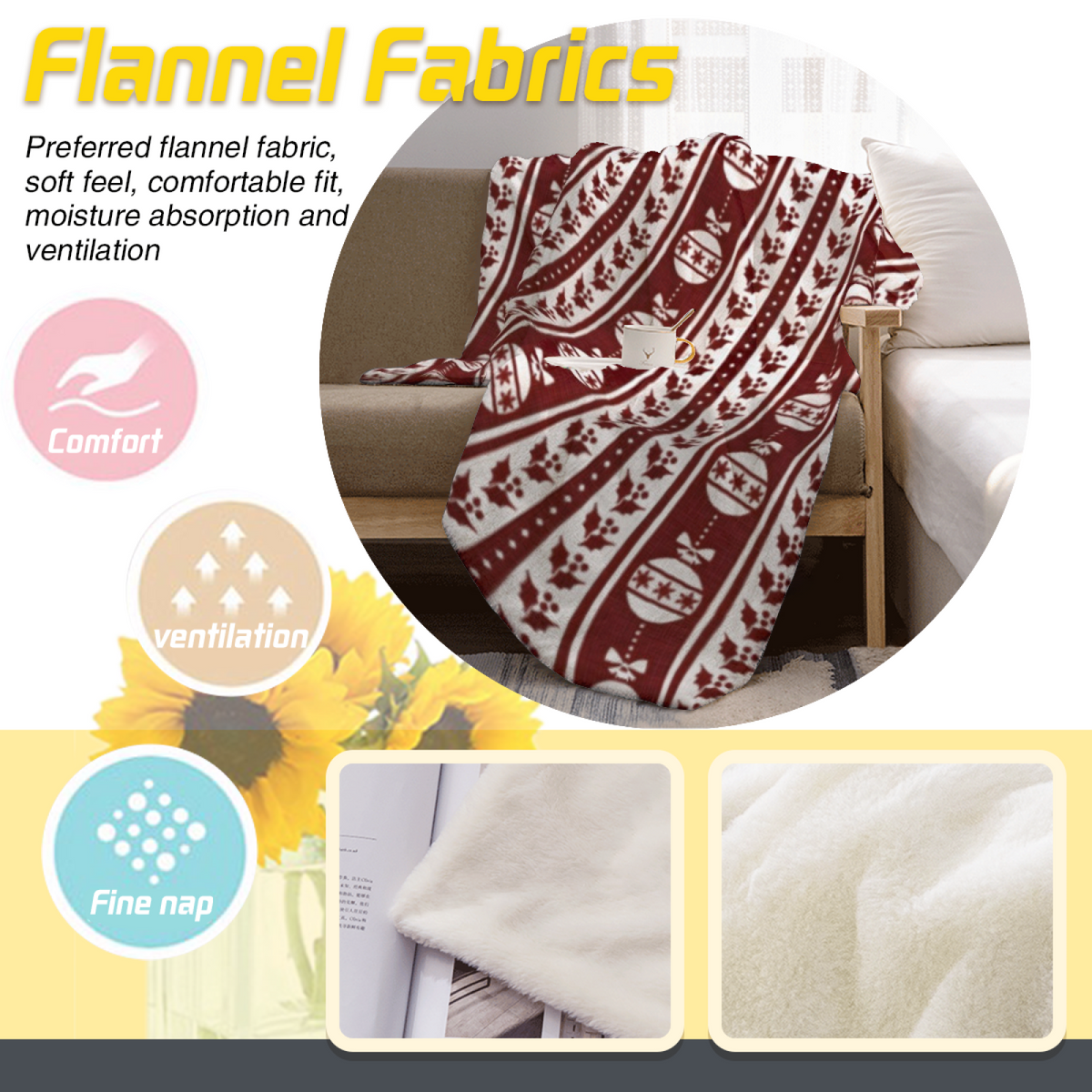 Silver Kaleidoscope Soft Neutral Retro Flannel Throw Blanket