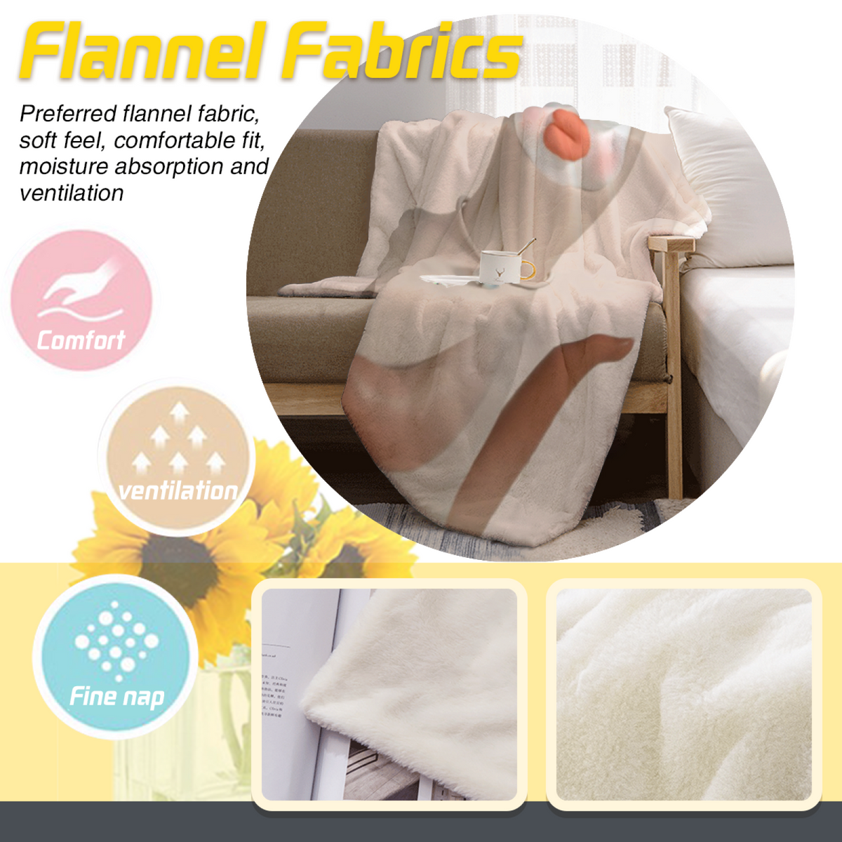 Dewdrop Lagoon Creamy Ivory Modern Art Decorative Flannel Blanket