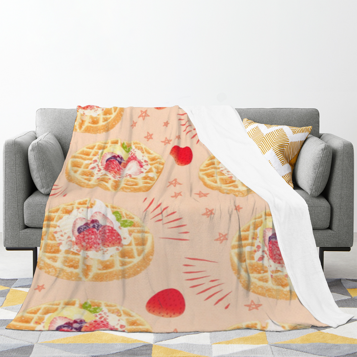 Whimsical Pastel Multicolor Indigo Mosaic Soft Flannel Blanket