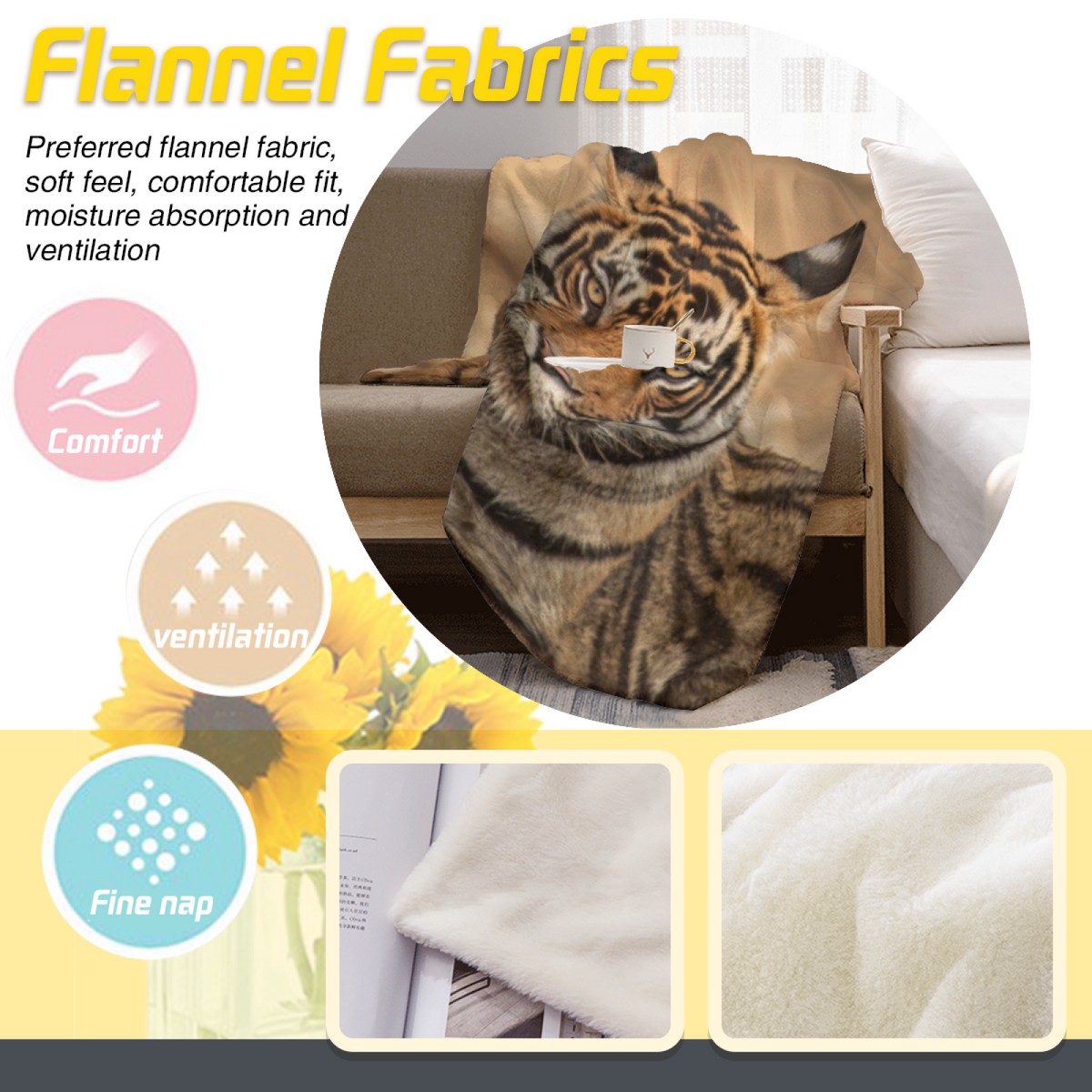 Playful Earthy Multicolor Coral Haven Cozy Flannel Bed Blanket