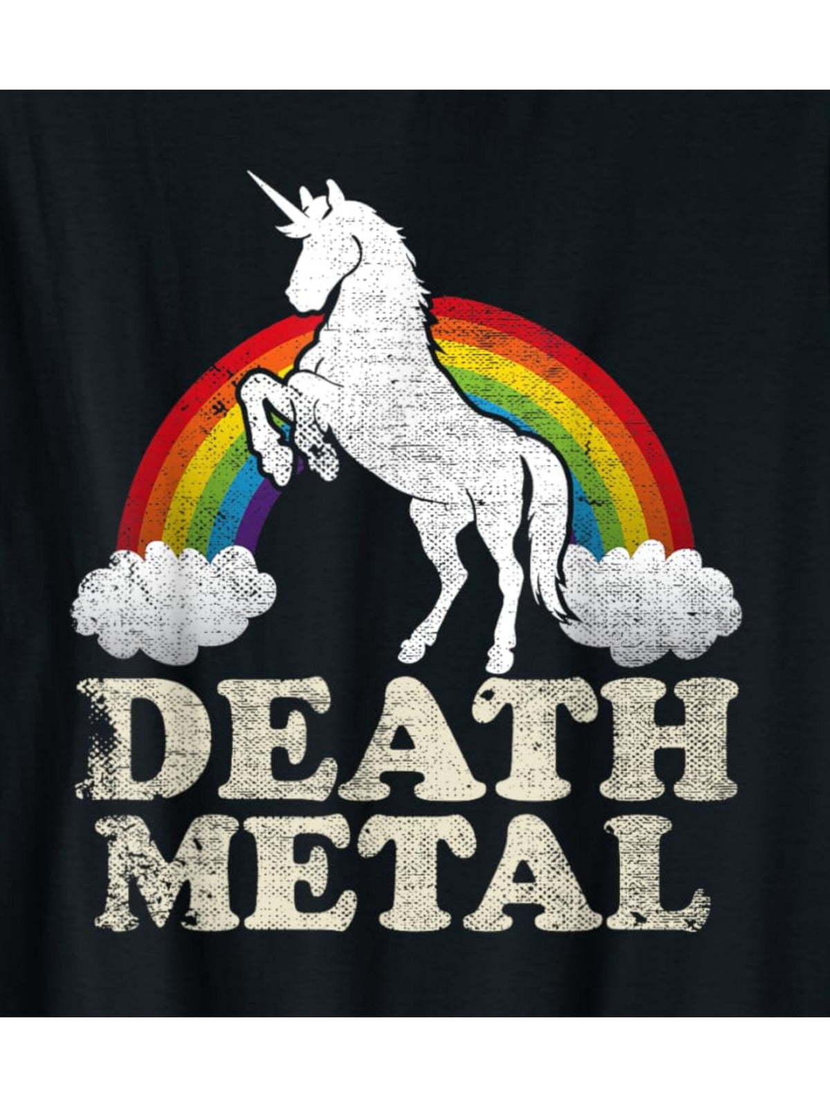 [Everyday Wear] Men's Cotton Crew Neck T-Shirt, Casual Style, Regular Fit, with Death Metal Unicorn and Rainbow Print, for Summer Knit Fabric Tee, Unicorn T Shirt