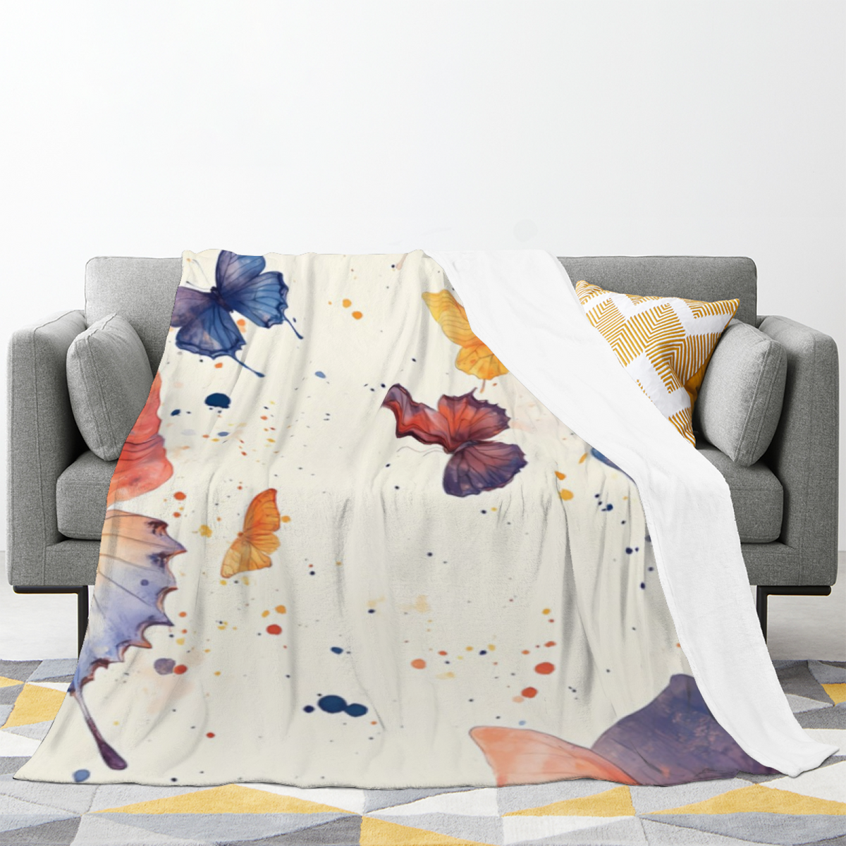 Coral Petal Soft Neutral Playful Cozy Flannel Bed Blanket