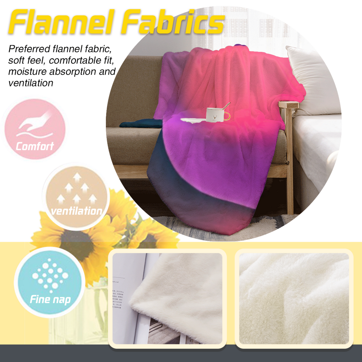 Pastel Multicolor Whimsical Decor All-Season Flannel Blanket ¨C Gilded Fable Edition