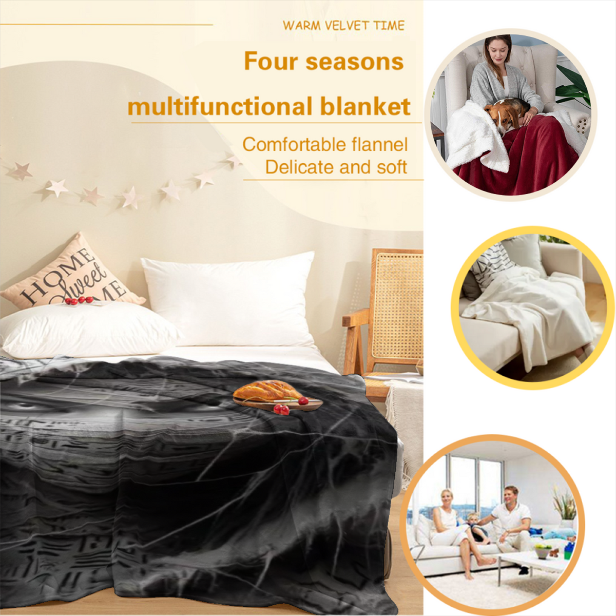 Dewdrop Sanctuary Pastel Multicolor Modern Art Flannel Throw Blanket