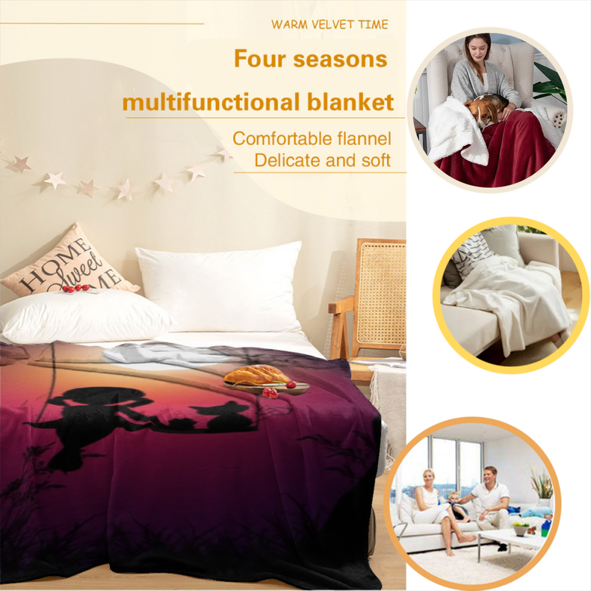 Cinnamon Rhapsody Pastel Multicolor Modern Art Decorative Flannel Blanket