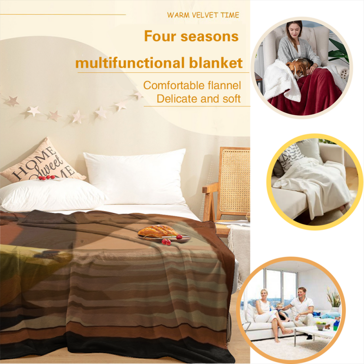 Desert Tapestry Rich Multicolor Modern Art Decorative Flannel Blanket