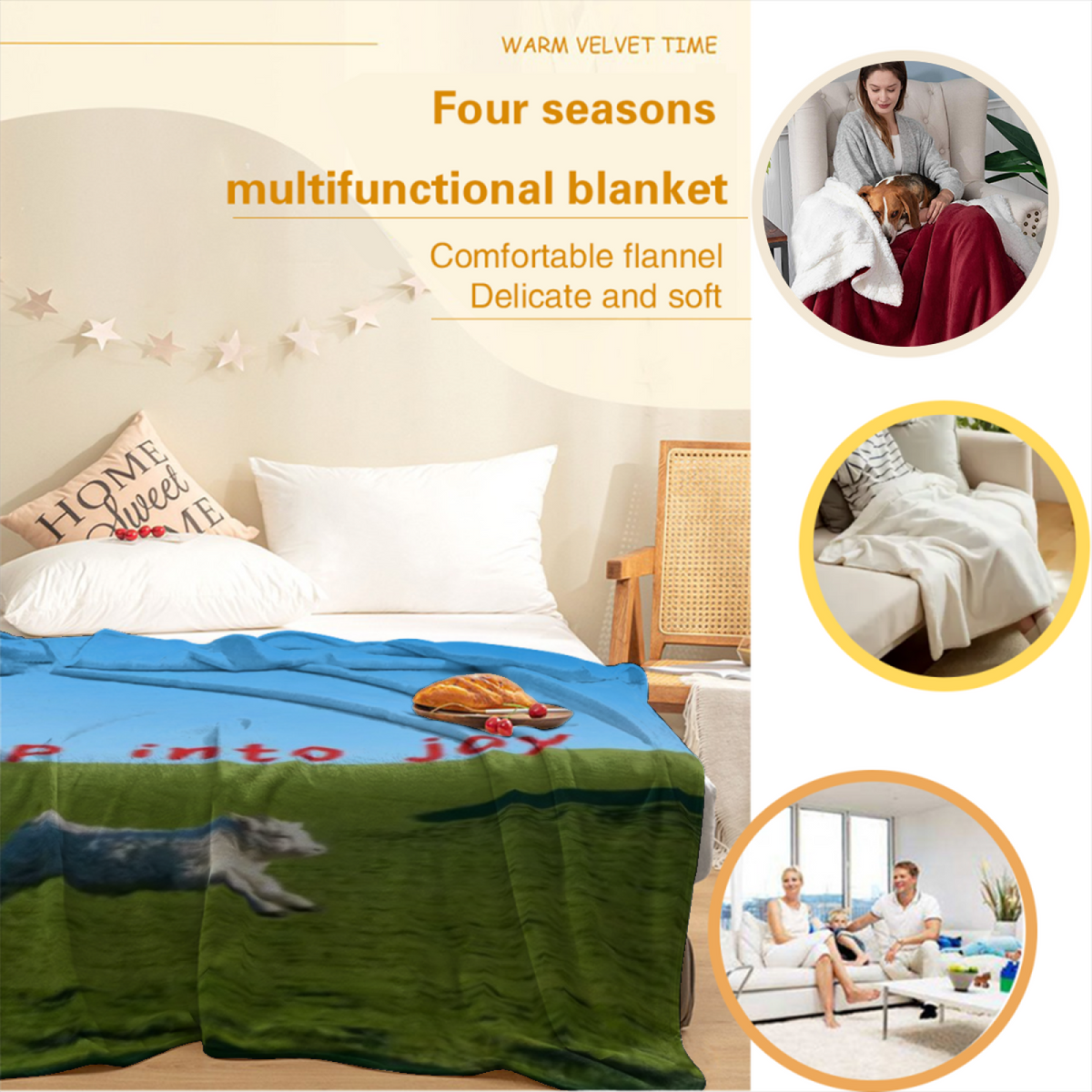 Flannel Throw Blanket with Cinnamon Sonnet Cozy Cottage Artwork