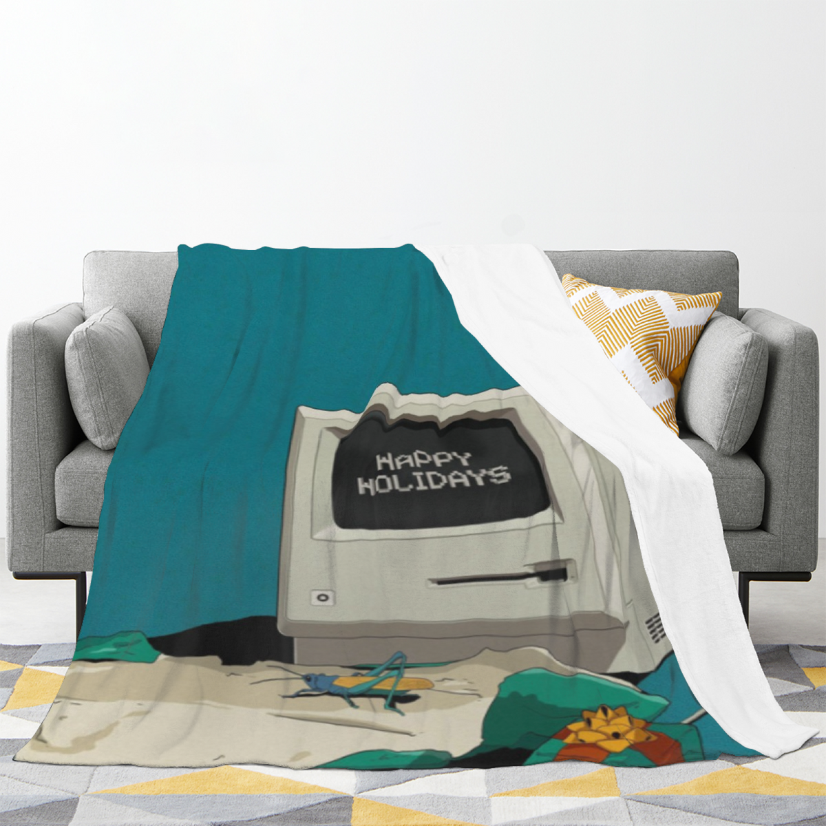 Earthy Neutral Luminous Vista Lightweight Flannel Throw ¨C Contemporary Pattern