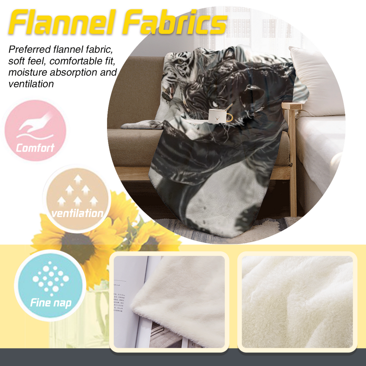Earthy Neutral Serene Blossom Soft Flannel Blanket ¨C Contemporary Pattern