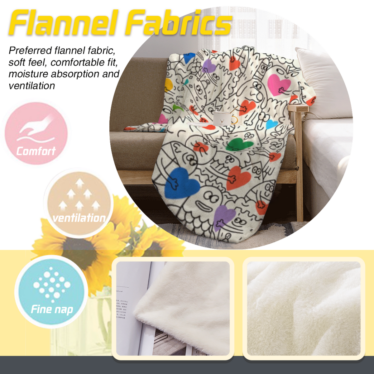 Rustic Meadow Inspired Flannel Sofa Throw ¨C Soft Neutral Palette