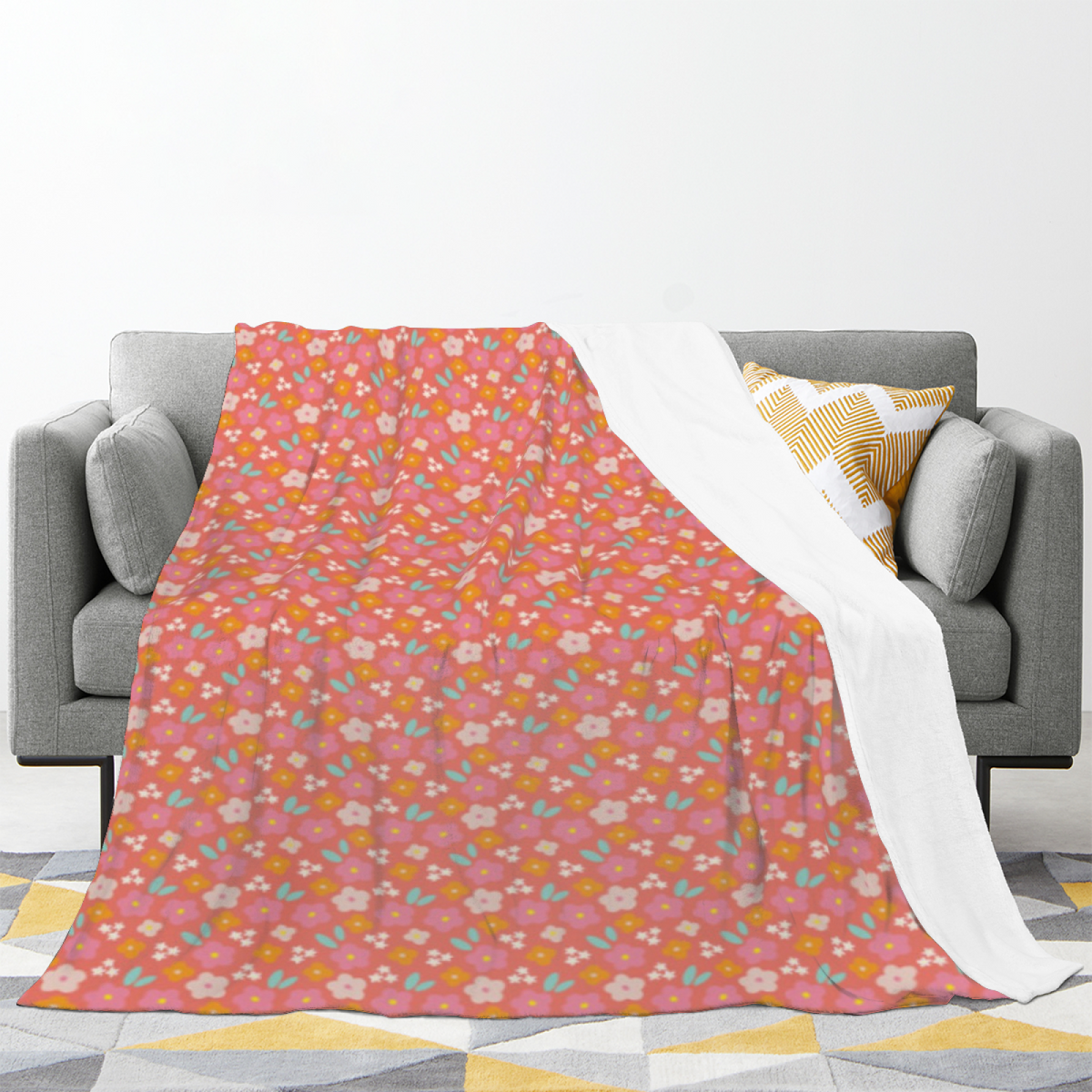 Modern Blush Pink Cedar Petal Soft Flannel Blanket